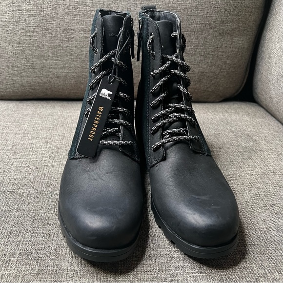 SOREL Emelie Short Lace Ankle Boots Waterproof Black Size 7 US - Picture 6 of 15